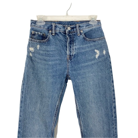 Everlane Boyfriend Jeans Womens Size 26 XS High Rise Tapered Blue Distressed - Picture 3 of 11